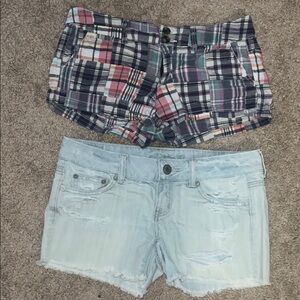 American Eagle Plaid and Denim Shorts Set Size 4